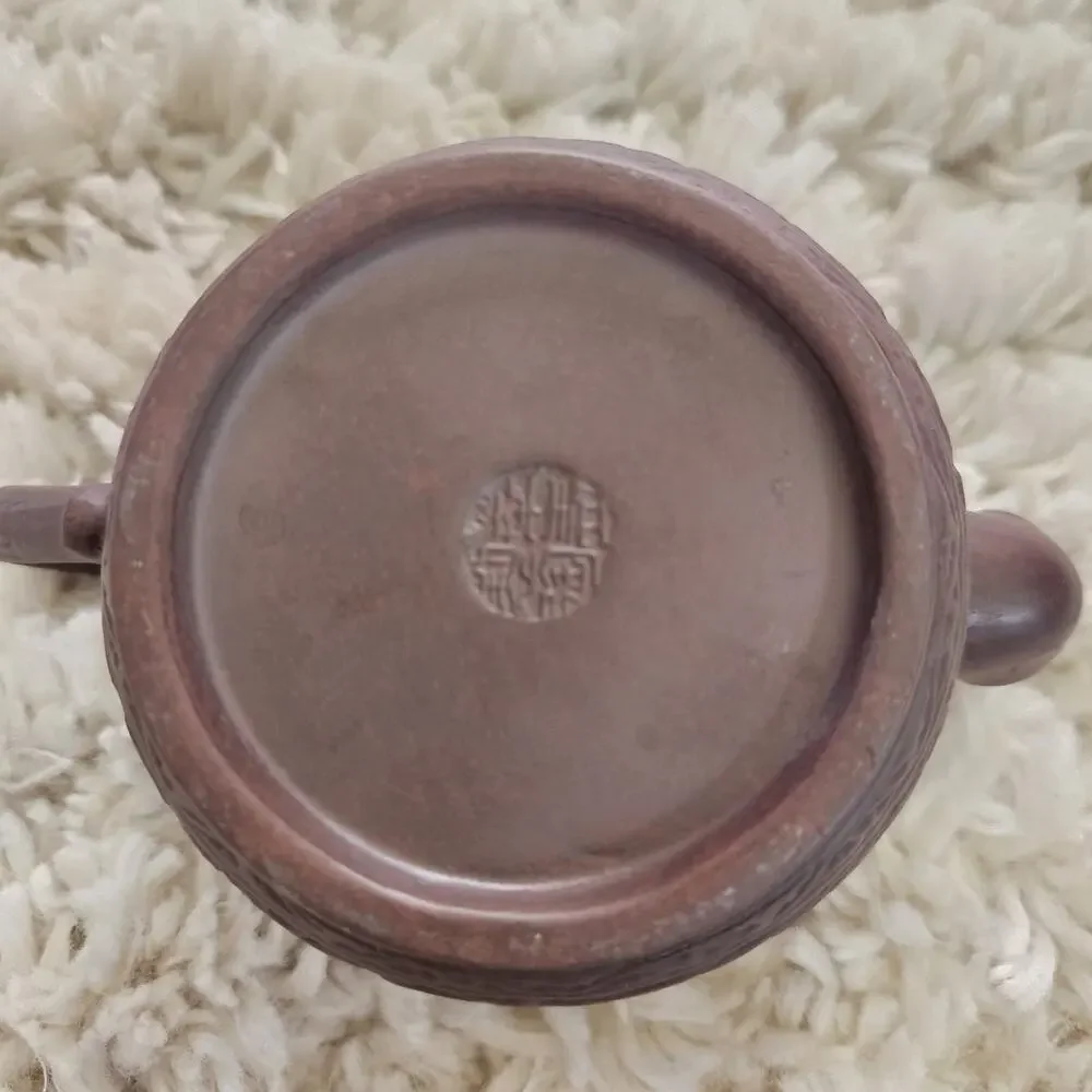 Vintage Rare Yixing Zisha Purple Clay Teapot Cat Lid Chinese Handcrafted